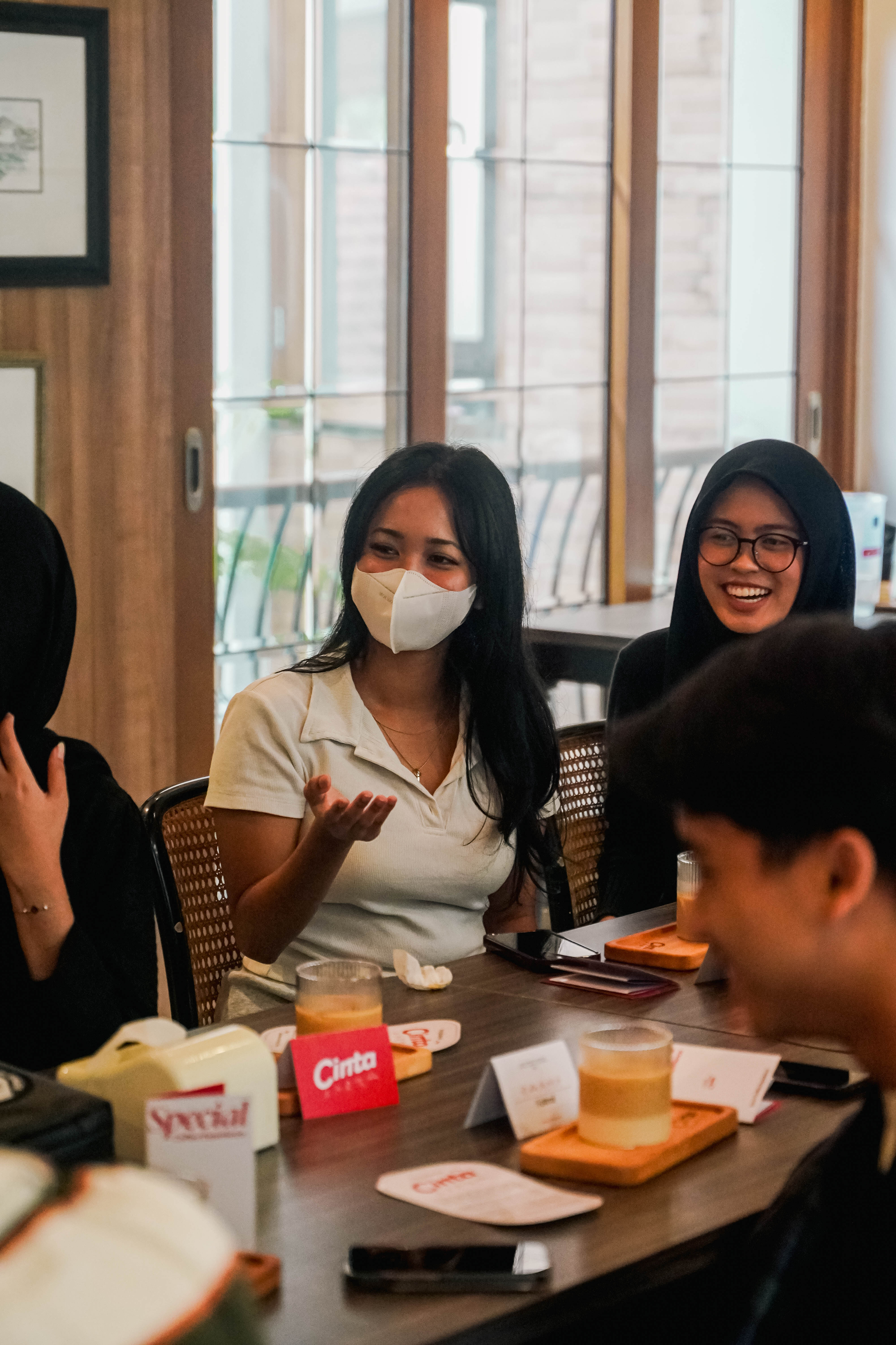Participants practicing sign language